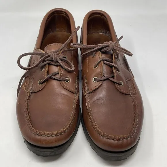 Allen Edmonds Bangor Boat Shoes Mens 10 D Brown Leather 3 Eye Casual Business