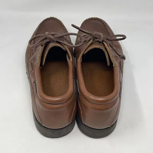 Allen Edmonds Bangor Boat Shoes Mens 10 D Brown Leather 3 Eye Casual Business
