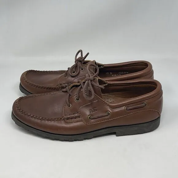 Allen Edmonds Bangor Boat Shoes Mens 10 D Brown Leather 3 Eye Casual Business