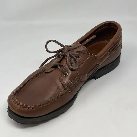 Allen Edmonds Bangor Boat Shoes Mens 10 D Brown Leather 3 Eye Casual Business