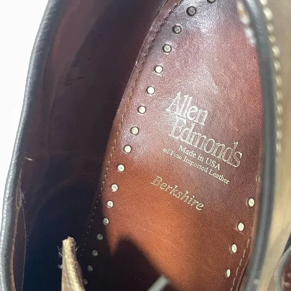 Allen Edmonds Berkshire Shoes Men Size 12 D Brown Ttim Accent Leather Derby