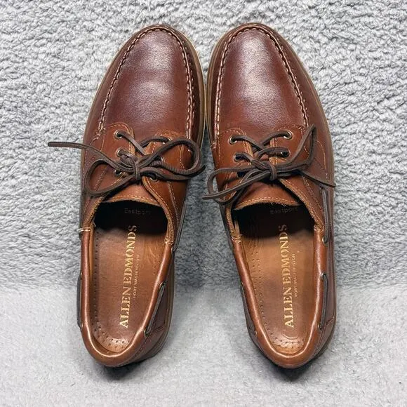 Allen Edmonds Eastport Mens Size 10 Boat Shoes Loafers Moc Toe Brown Leather