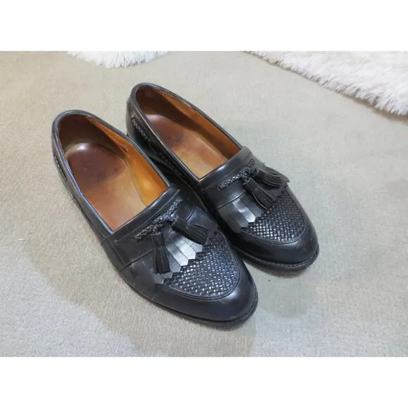 Allen Edmonds Mens Shoes Cody 10.5 Black Leather Tassel Loafers Kiltie Slip On