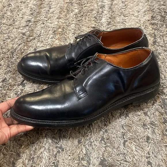 ALLEN EDMONDS Sanford 8 E 1430 Black Leather Plain Toe Dress Shoes sz 16D