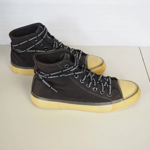 ALLSAINTS Jaxon High Top Canvas Sneaker Shoes Mens S US 9 EU 42 Black Distressed