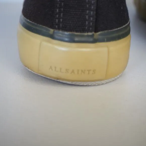 ALLSAINTS Jaxon High Top Canvas Sneaker Shoes Mens S US 9 EU 42 Black Distressed