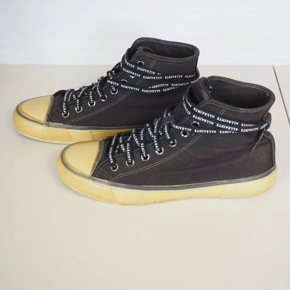 ALLSAINTS Jaxon High Top Canvas Sneaker Shoes Mens S US 9 EU 42 Black Distressed