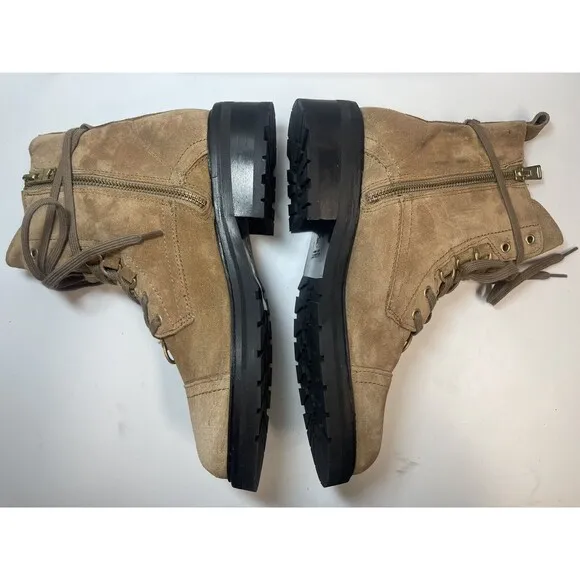 AllSaints Lira Hiker Lace up Combat Suede Boots In Tan Sz 38 New
