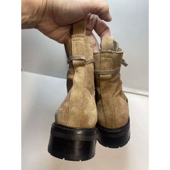 AllSaints Lira Hiker Lace up Combat Suede Boots In Tan Sz 38 New