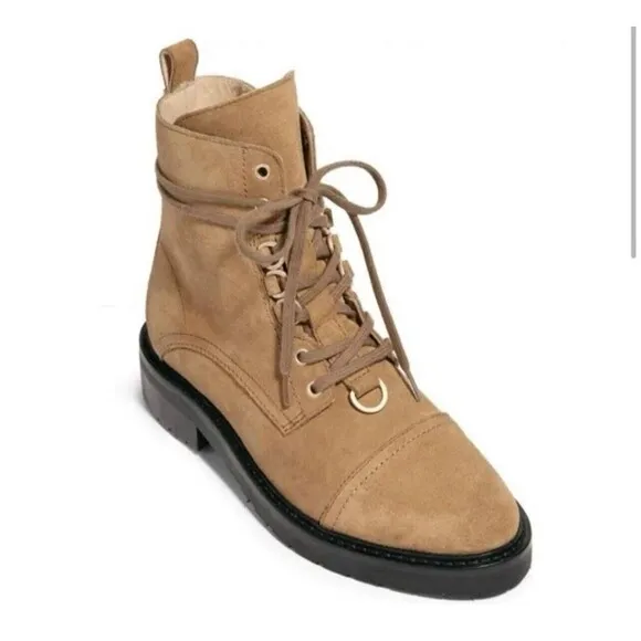 AllSaints Lira Hiker Lace up Combat Suede Boots In Tan Sz 38 New