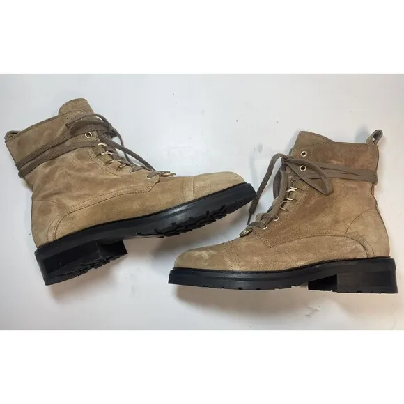 AllSaints Lira Hiker Lace up Combat Suede Boots In Tan Sz 38 New