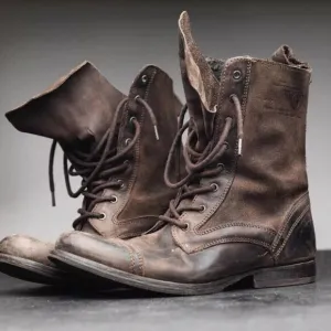 AllSaints Military Panel Leather Boots; Coffee (Brown); US 9, EU42 suede grunge