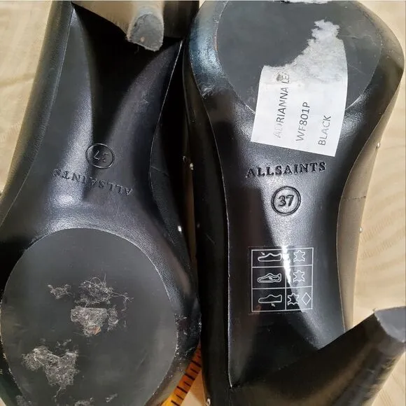 AllSaints Women's Adrianna Studded Leather Heels Shoes Size 37