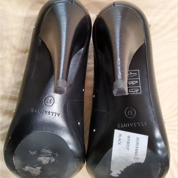 AllSaints Women's Adrianna Studded Leather Heels Shoes Size 37