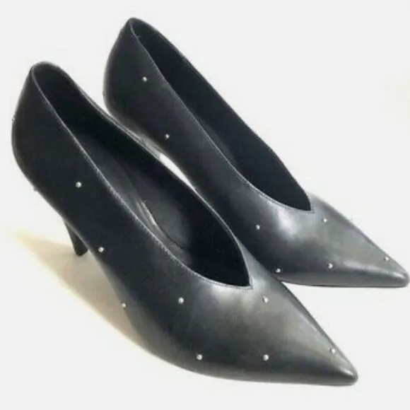 AllSaints Women's Adrianna Studded Leather Heels Shoes Size 37