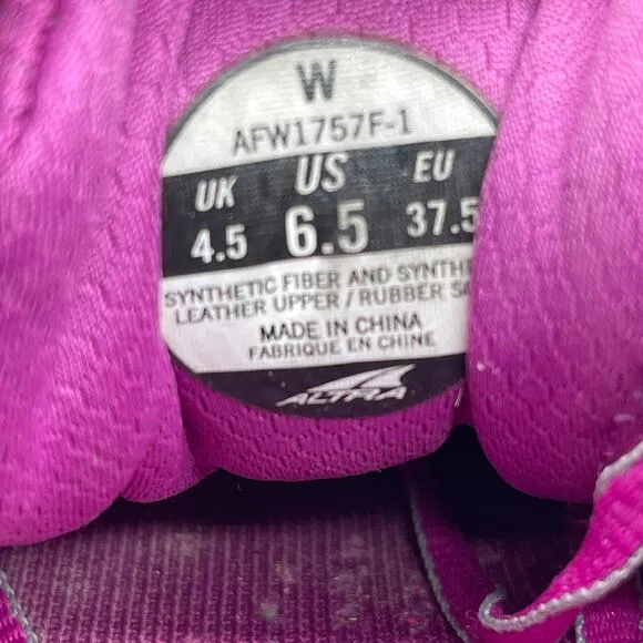 Altra Timp Shoes Womens Size 6.5 Purple Trail Running Comfort Walking Sneakers