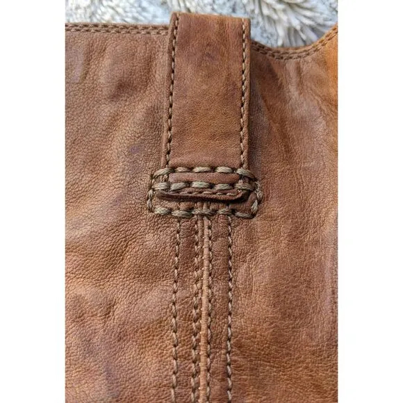 Amazing Weathered FRYE &quot;Ana&quot; Cozy Short Cut Tan Leather Boots/9.5