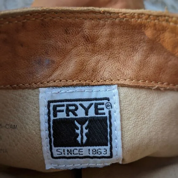 Amazing Weathered FRYE &quot;Ana&quot; Cozy Short Cut Tan Leather Boots/9.5