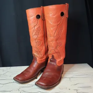Anderson Bean Cowboy Boots in Rouge Red &amp; Tangerine - Men's size 10.5 D