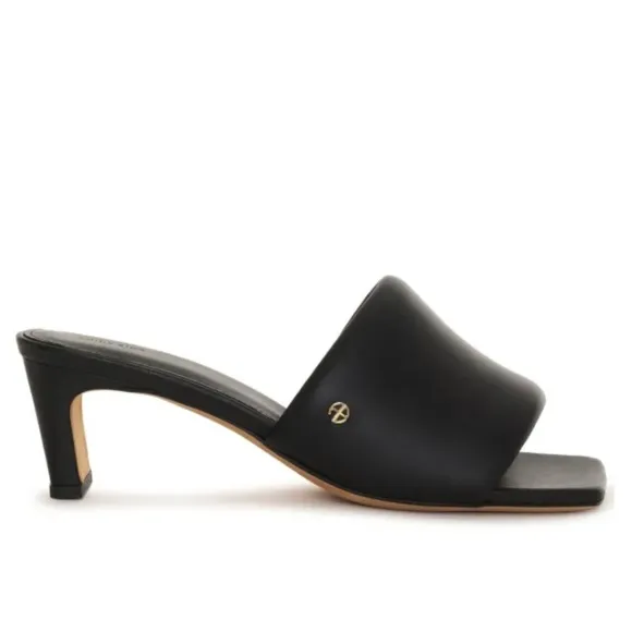 Anine bing Skyler leather block heel sandal black EUC 40 Classic chic