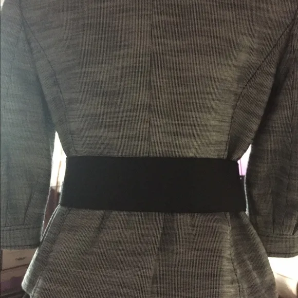 Ann Taylor Belted Jacket.  Black/Gray Size 6 Petite