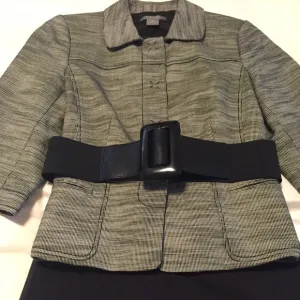 Ann Taylor Belted Jacket.  Black/Gray Size 6 Petite