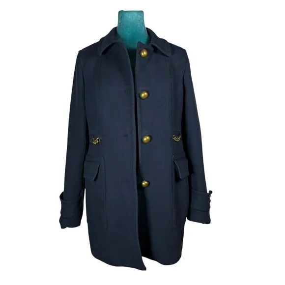 Ann Taylor LOFT Navy Military-Style Coat