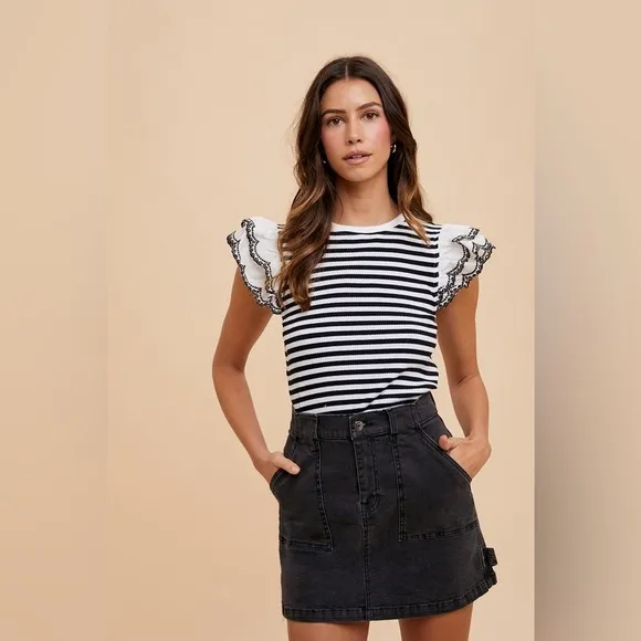 Annie Wear Cargo Denim Mini Skirt