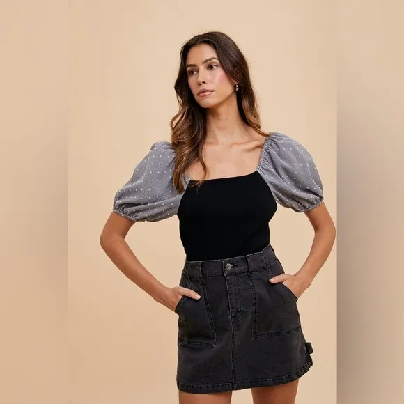 Annie Wear Cargo Denim Mini Skirt