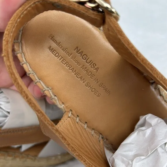Anthropologie NAGUISA Espadrille Wedge Slingback Hand Crafted in Spain Sandals