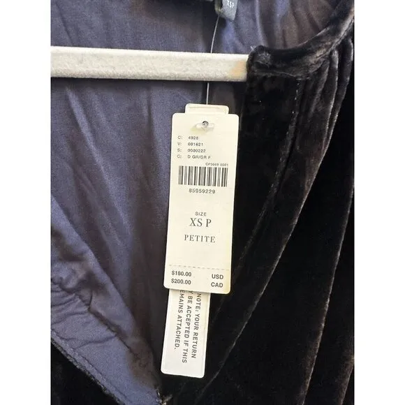Anthropologie Somerset Dress Dark Gray Maxi Velvet Edition Sz XS Petite NEW XSP