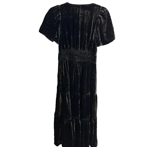 Anthropologie Somerset Dress Dark Gray Maxi Velvet Edition Sz XS Petite NEW XSP