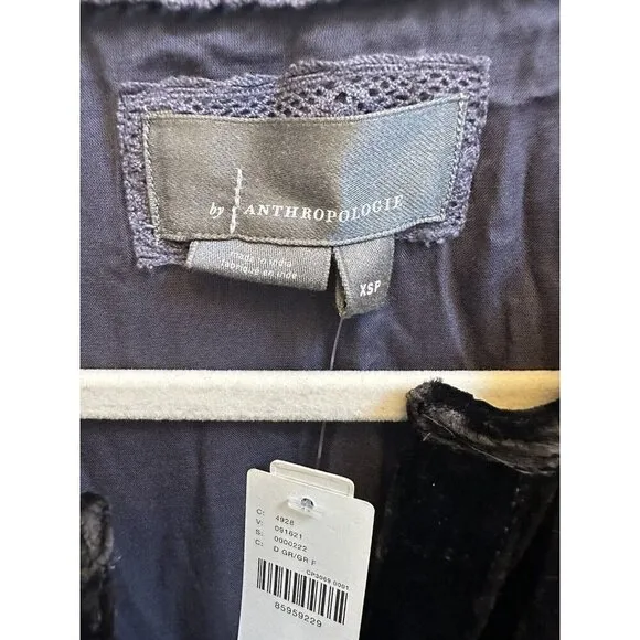 Anthropologie Somerset Dress Dark Gray Maxi Velvet Edition Sz XS Petite NEW XSP