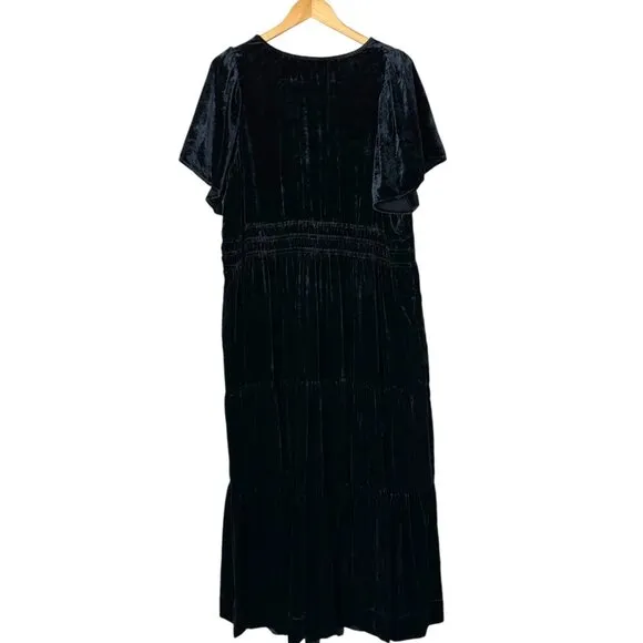 Anthropologie Somerset Velvet Maxi Dress with Pockets in Black Size 2X