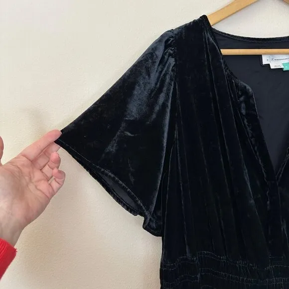 Anthropologie Somerset Velvet Maxi Dress with Pockets in Black Size 2X