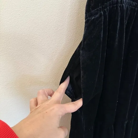 Anthropologie Somerset Velvet Maxi Dress with Pockets in Black Size 2X