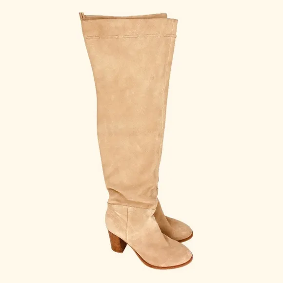 Anthropologie Splendid Darcie Over the knee Suede Boots in Natural Size 6