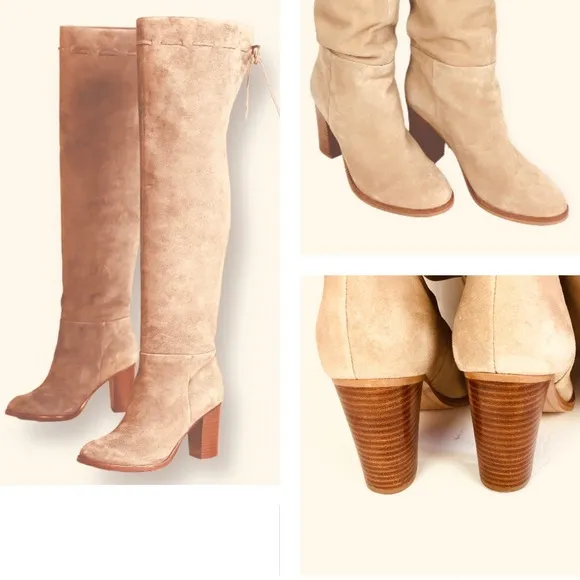 Anthropologie Splendid Darcie Over the knee Suede Boots in Natural Size 6