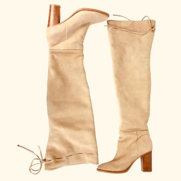 Anthropologie Splendid Darcie Over the knee Suede Boots in Natural Size 6