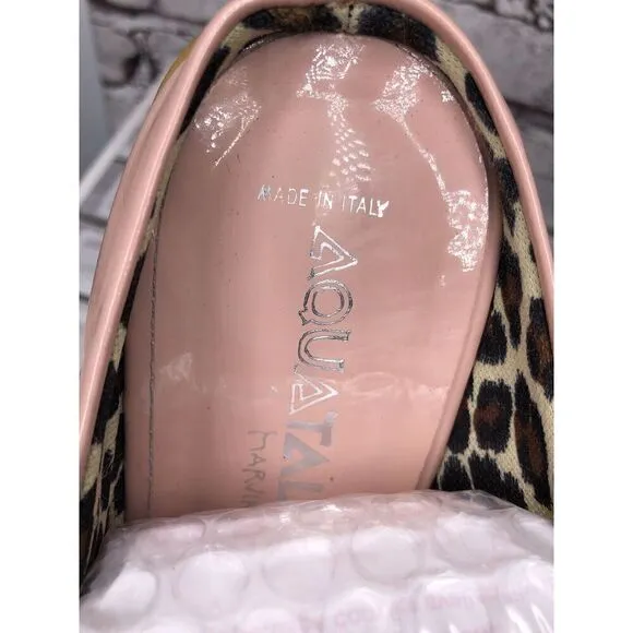 AQUATALIA Pink Patent Leather Square Toe Heel Mules Shoes Women’s Sz 8M US/39EU