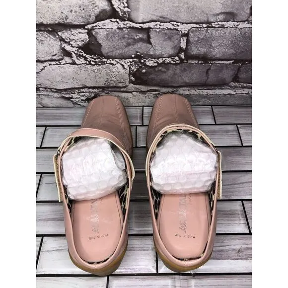 AQUATALIA Pink Patent Leather Square Toe Heel Mules Shoes Women’s Sz 8M US/39EU