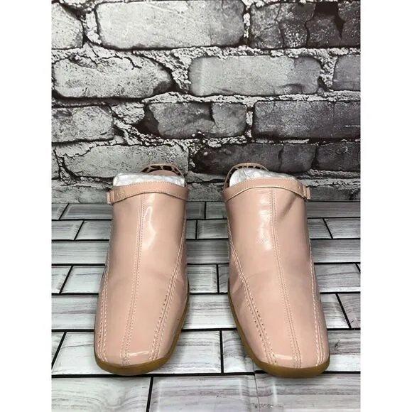 AQUATALIA Pink Patent Leather Square Toe Heel Mules Shoes Women’s Sz 8M US/39EU