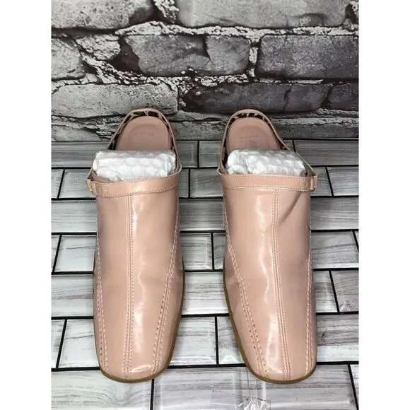AQUATALIA Pink Patent Leather Square Toe Heel Mules Shoes Women’s Sz 8M US/39EU