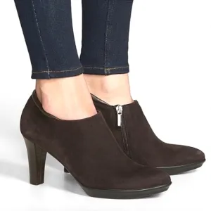 Aquatalia Ruby Booties US 6.5 Espresso Suede Heeled Ankle Boots