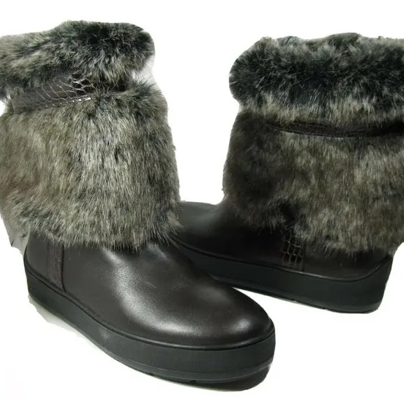 Aquatalia women boots  Fur Lined Kamila brown Faux Fur Trim Weatherproof sz 6