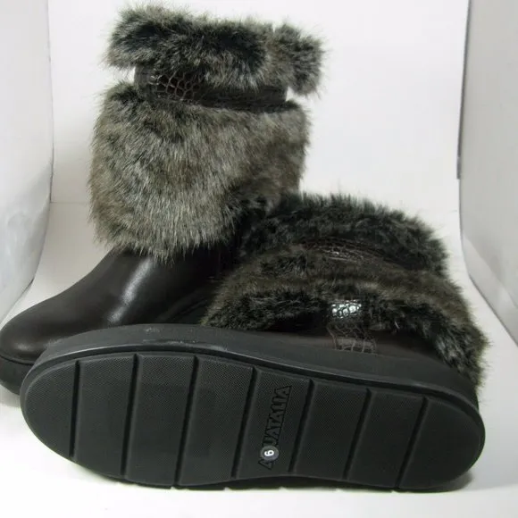 Aquatalia women boots  Fur Lined Kamila brown Faux Fur Trim Weatherproof sz 6