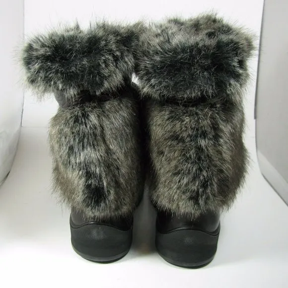 Aquatalia women boots  Fur Lined Kamila brown Faux Fur Trim Weatherproof sz 6