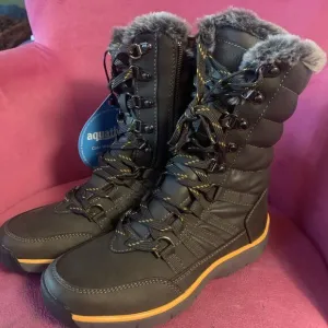 Aquatherm Womens Size 6 Cold‎ Weather Boots Black Faux Fur Waterproof Anti Slip