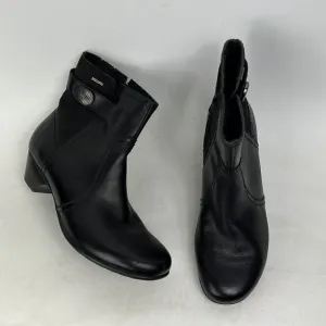 Aravon minimalist ankle booties women’s size 8 black leather waterproof side zip