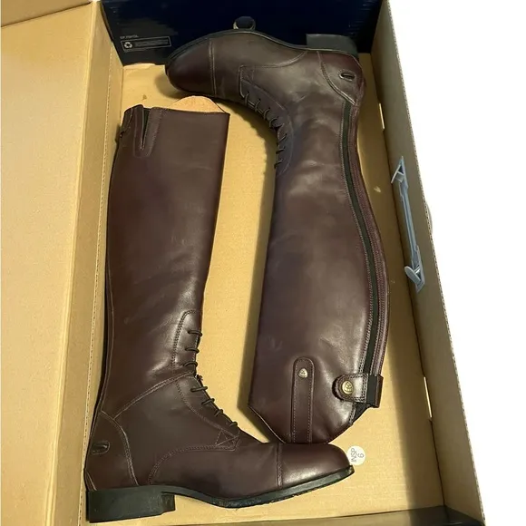 Ariat Heritage Contour II Field Zip Brown Riding Boot Sz 8 Equestrian Tall Boots